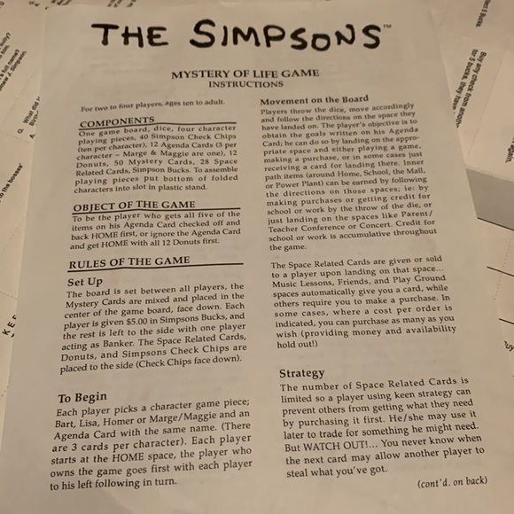 The Simpsons Mystery of Life Game Cardinal Industries no 4300 board game 1990 - Picture 8 of 10